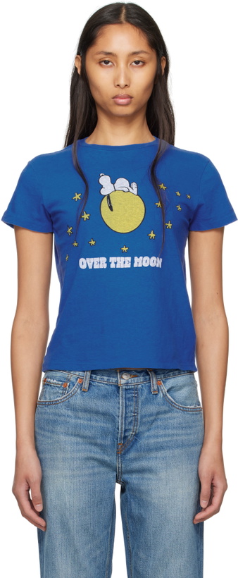Photo: Re/Done Blue Classic 'Snoopy Moon' T-shirt