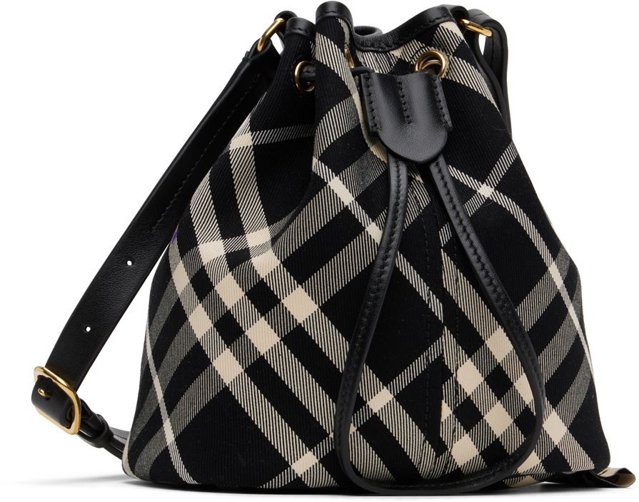 Burberry Black & Off-White Mini Check Bucket Bag Burberry