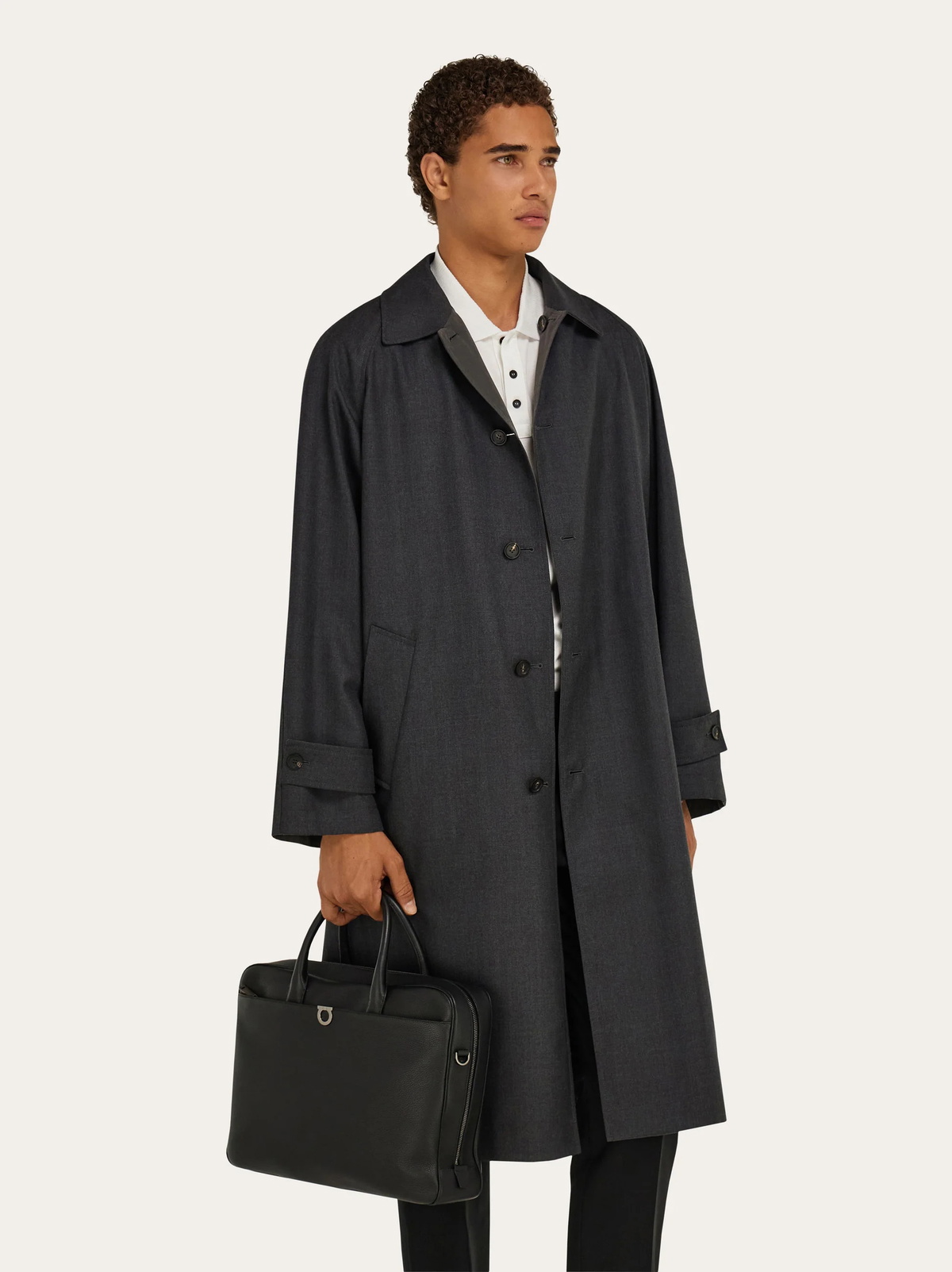 Ferragamo Mens Gancini briefcase in Black