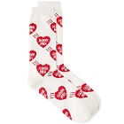 Human Made Men's Heart Pattern Sock in Red
