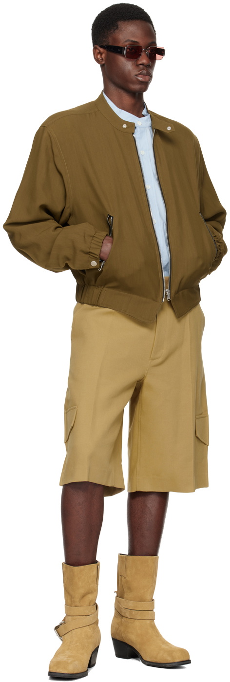 Recto Beige Creased Cargo Shorts