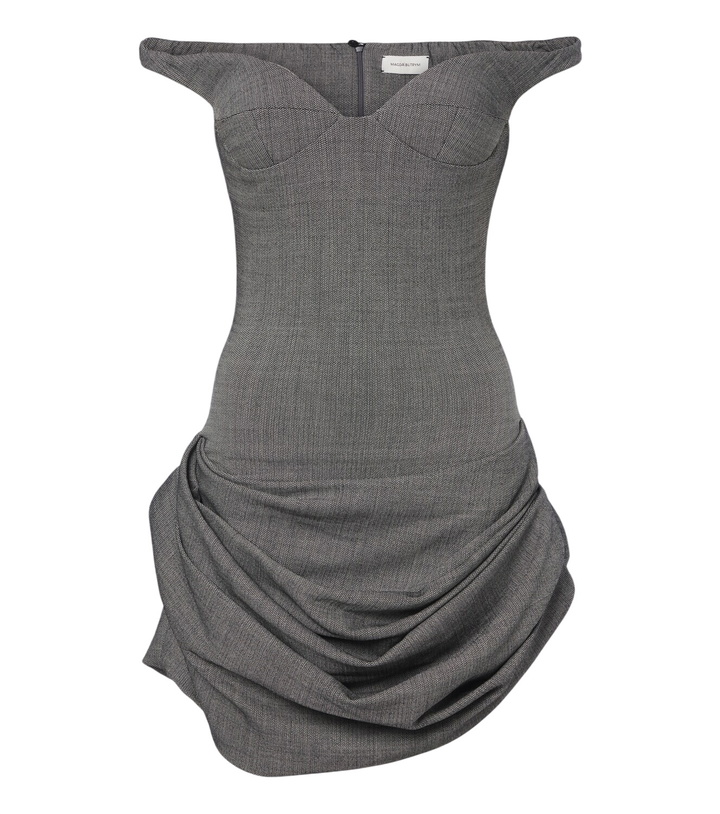 Photo: Magda Butrym Off-shoulder herringbone wool-blend minidress
