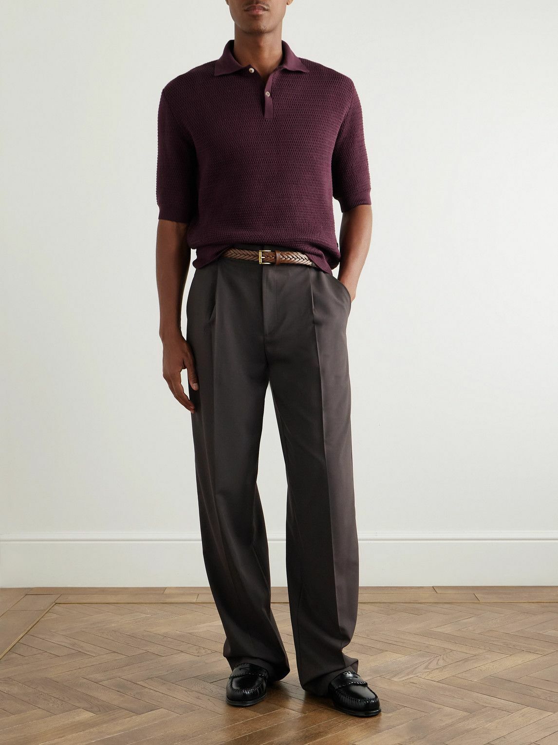 De Bonne Facture - Honeycomb Organic Cotton Polo Shirt - Purple