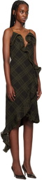 Burberry Green Check Silk Wrap Midi Dress