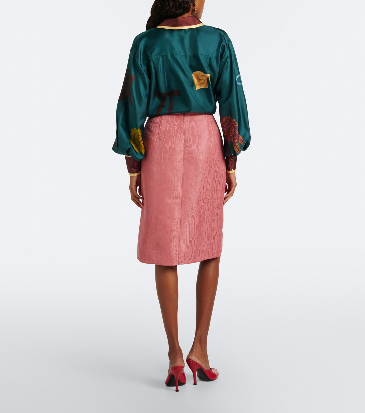 Alémais Valentina embellished moiré midi skirt