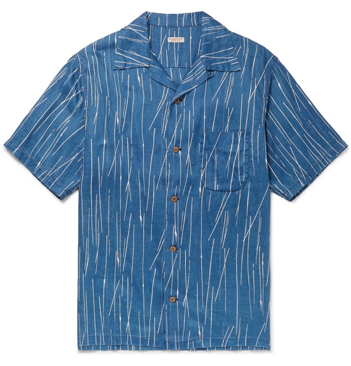 Photo: KAPITAL - Camp-Collar Indigo-Dyed Linen Shirt - Blue