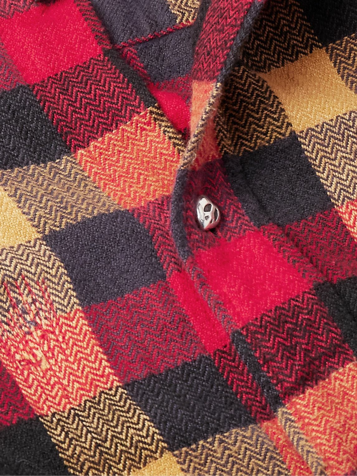 READYMADE - Patchwork Checked Flannel Shirt - Red