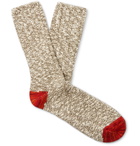 Thunders Love - Flammé Ribbed Mélange Cotton-Blend Socks - Green