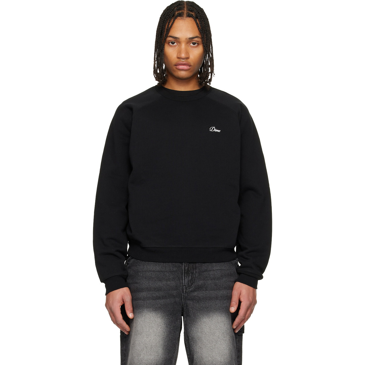 Dime Black Cursive Small Logo Crewneck Sweatshirt
