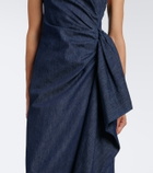 Dries Van Noten Draped denim midi dress