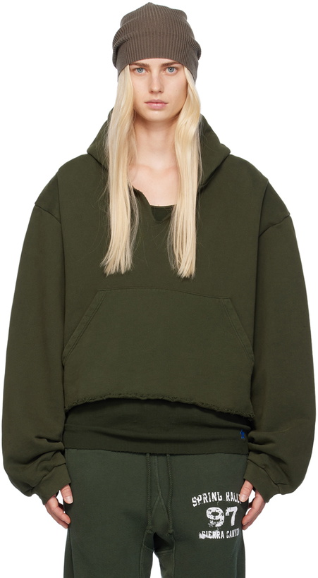 Photo: GREG ROSS SSENSE Exclusive Green V-Neck Hoodie