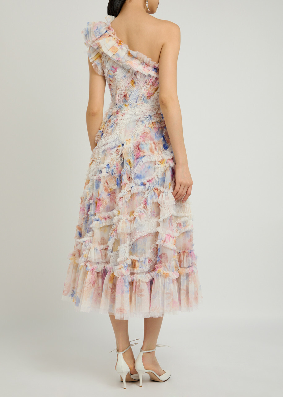Needle & Thread Mariannes Ruffled Tulle Midi Dress Multicoloured