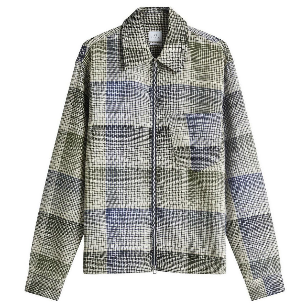 Paul Smith Men's Zip Front Plaid Shirt in Brown Paul Smith