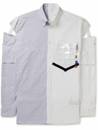 TAKAHIROMIYASHITA TheSoloist. - Button-Down Collar Patchwork Distressed Appliquéd Cotton Shirt - White