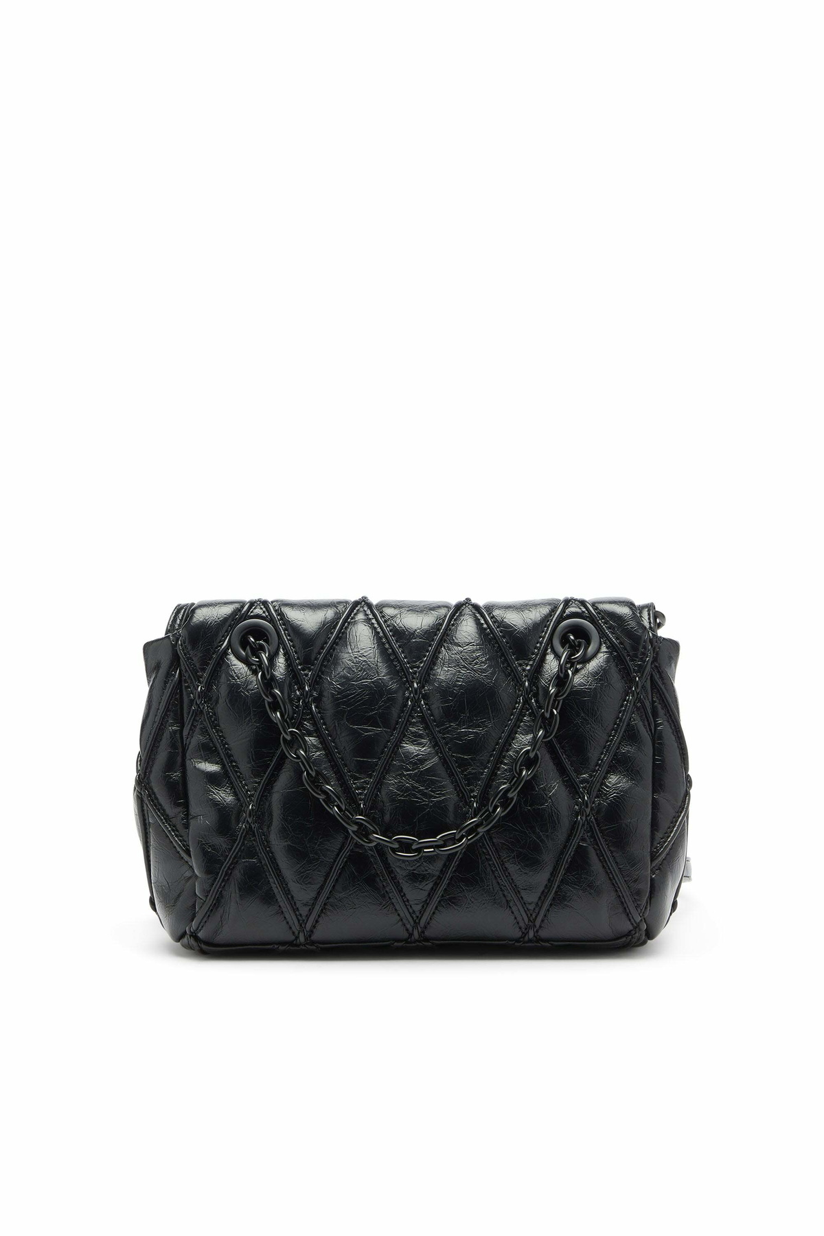 Diesel Charm-D - Shoulder bag in shiny quilted PU - Shoulder Bags Womens in Black
