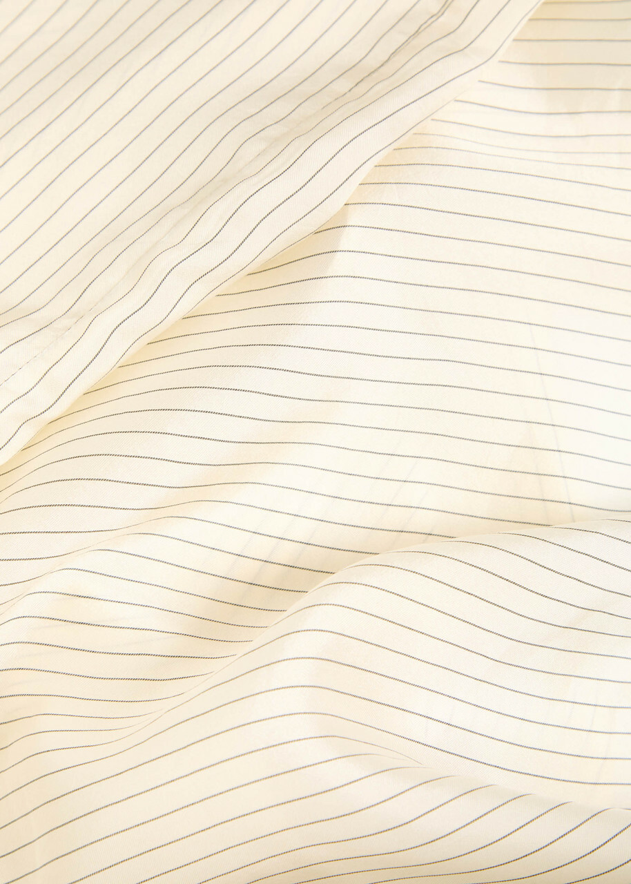 Anine Bing Bridget Pinstriped Satin Shirt Cream