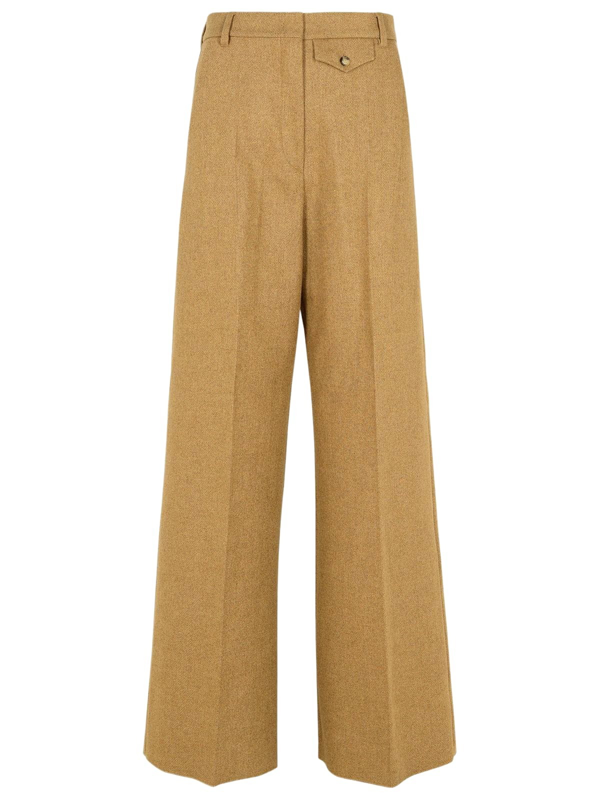 パンツ SPORTMAX BROWN WOOL TESO PANTS Caruso - Brown wool and technical fabric trousers