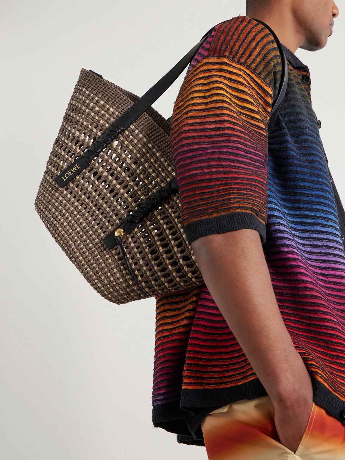 LOEWE - Paula's Ibiza Logo-Embellished Leather-Trimmed Palm de Iraca Leaves Tote Bag
