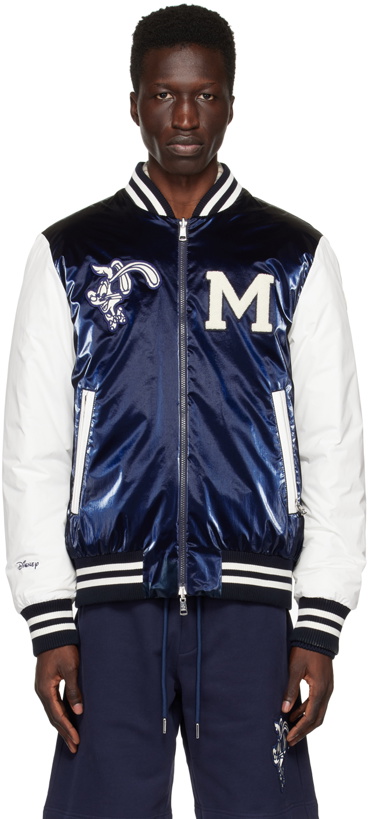 Photo: Moncler Navy Sareb Reversible Down Bomber Jacket