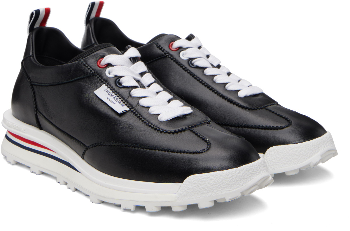 Thom Browne Black Soft Nappa RWB Tech Runner Sneakers
