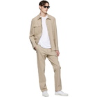 Maison Kitsune Beige Plain Seersucker Nico Trousers