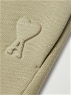 AMI PARIS - Straight-Leg Logo-Embossed Cotton-Blend Jersey Drawstring Shorts - Green