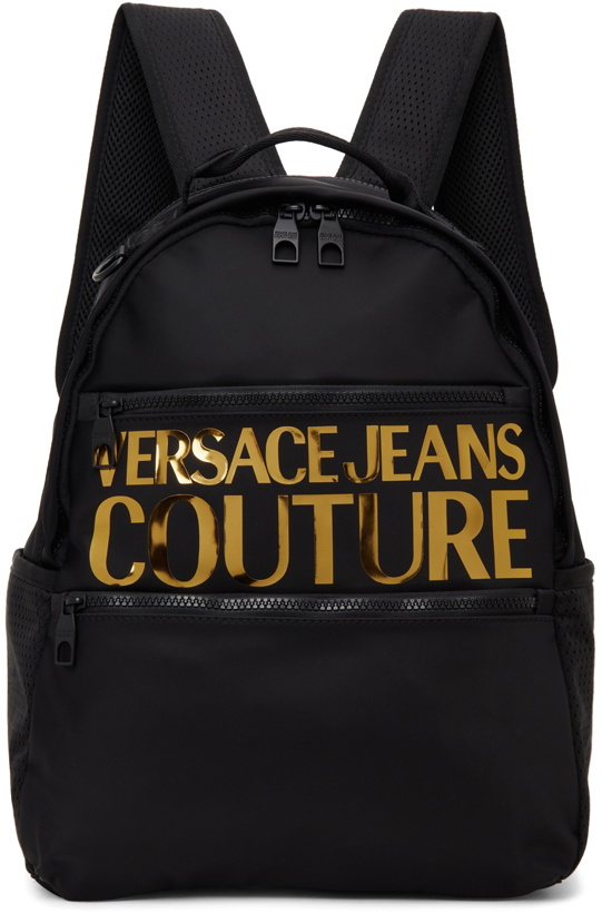 Photo: Versace Jeans Couture Black Golden Logo Backpack