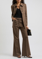 Remain BY Birger Christensen Herringbone Flared-leg Wool Trousers Khaki