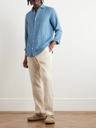 Frescobol Carioca - Antonio Cutaway-Collar Linen Shirt - Blue