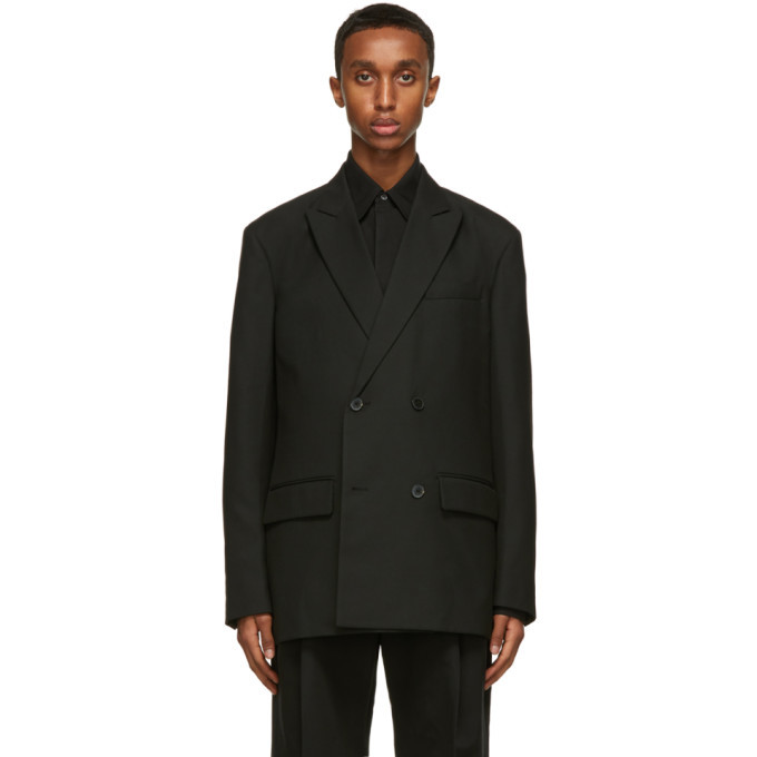 Photo: Valentino Black Double-Breasted Logo Blazer