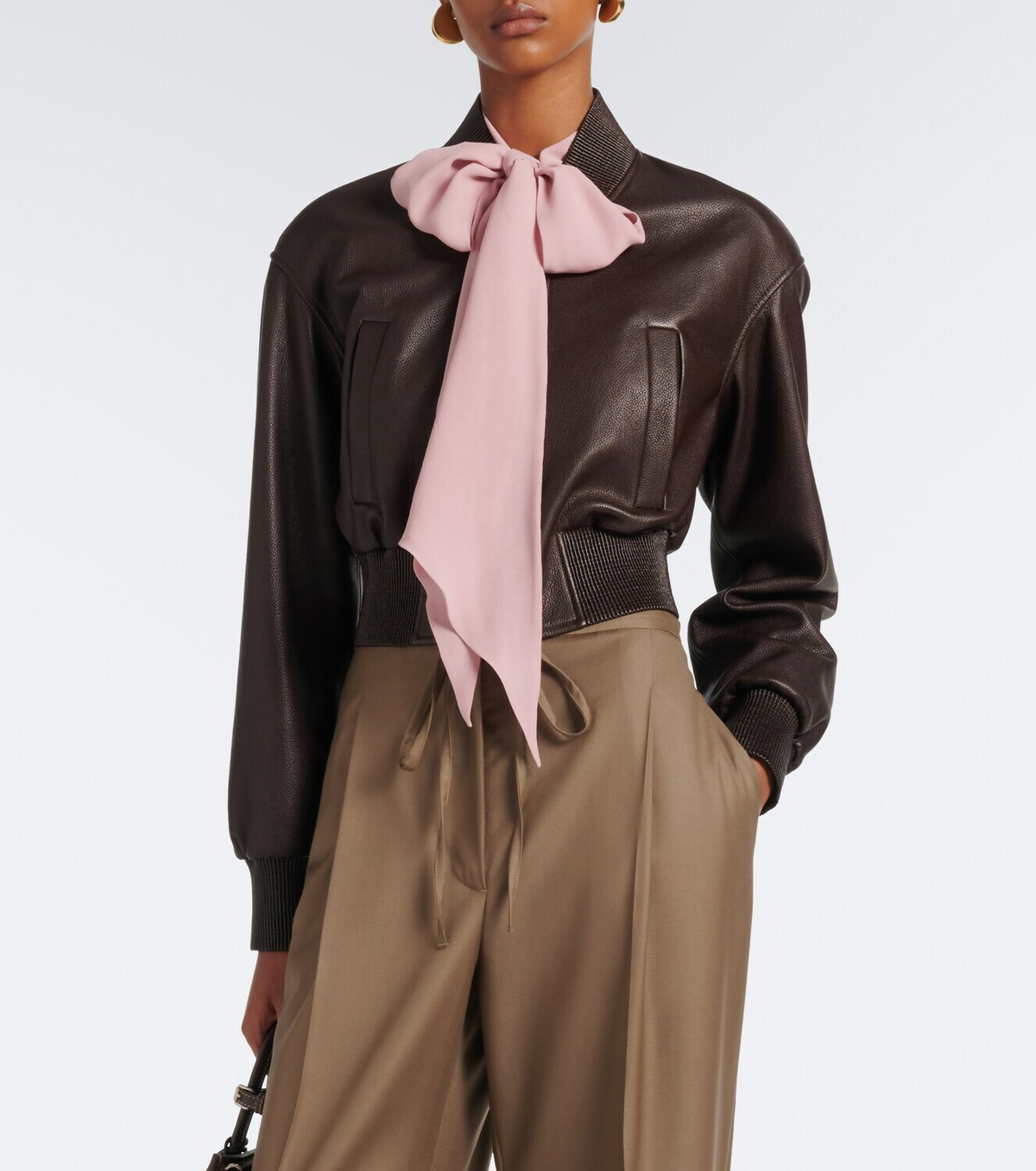 Ralph Lauren Collection Noland cropped leather bomber jacket