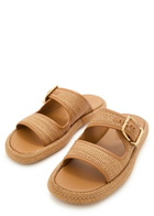Tods Sandalo Leather-trim Raffia Sandals Brown