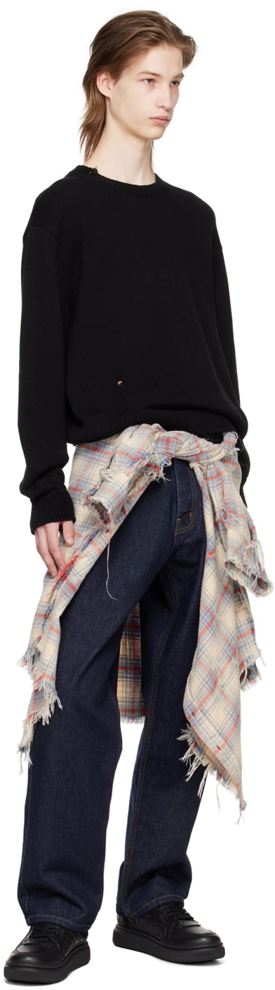 Re/Done Black Thrashed Sweater