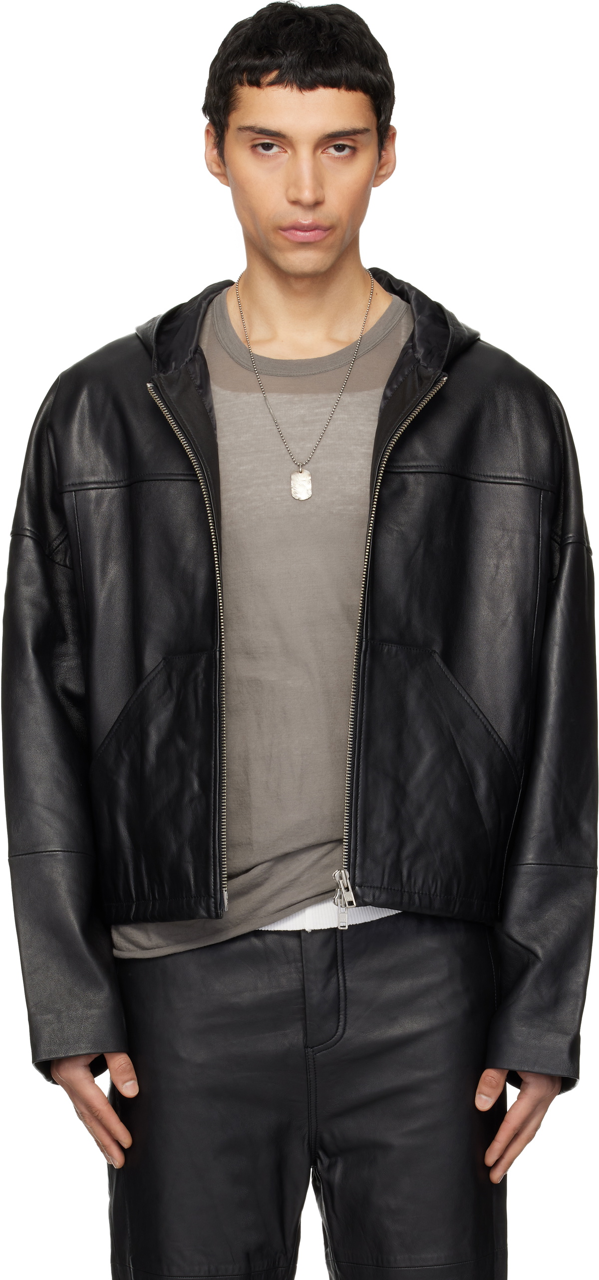 Deadwood Black Hector Leather Hoodie