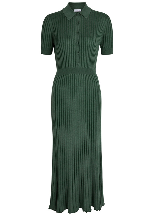 Photo: Gabriela Hearst Amor Ribbed Cashmere-blend Midi Shirt Dress Green