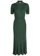 Gabriela Hearst Amor Ribbed Cashmere-blend Midi Shirt Dress Green