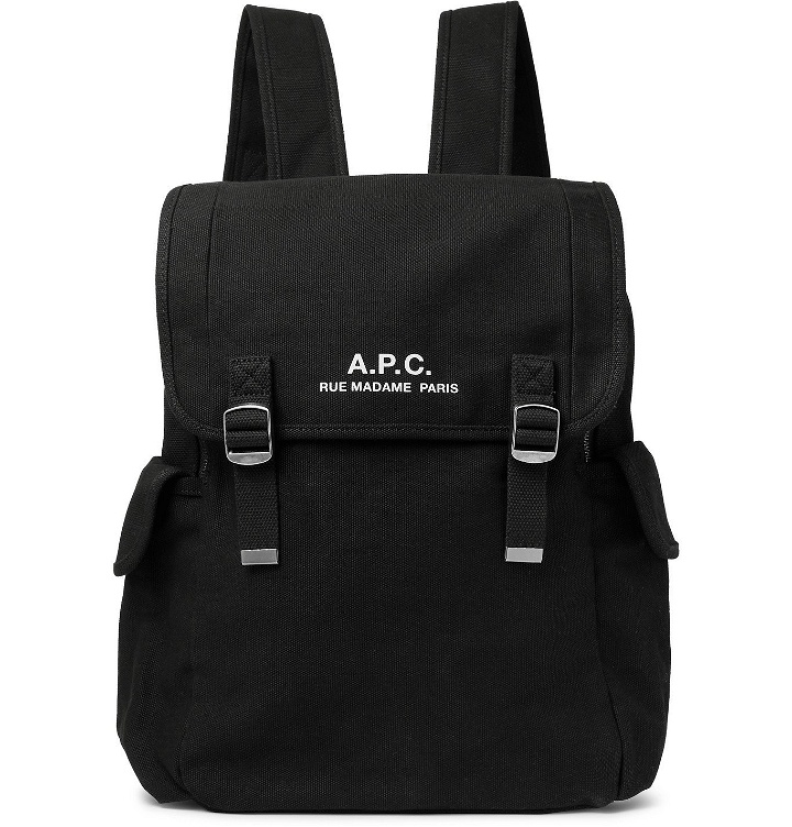 Photo: A.P.C. - Logo-Print Cotton-Canvas Backpack - Black