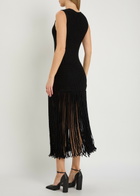 Alaïa Fringed Open-knit Midi Dress Black