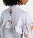 Camilla Floral ruffled linen shirt