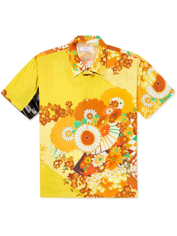 Photo: ERL - Convertible-Collar Printed ECOVERO-Blend Shirt - Yellow