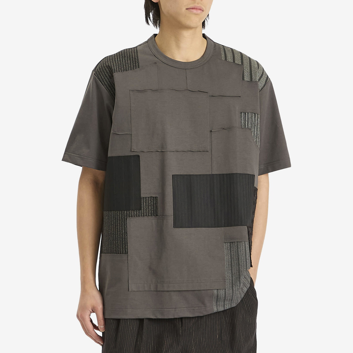 Junya Watanabe MAN Men's Patchwork T-Shirt in Grey Mix Junya
