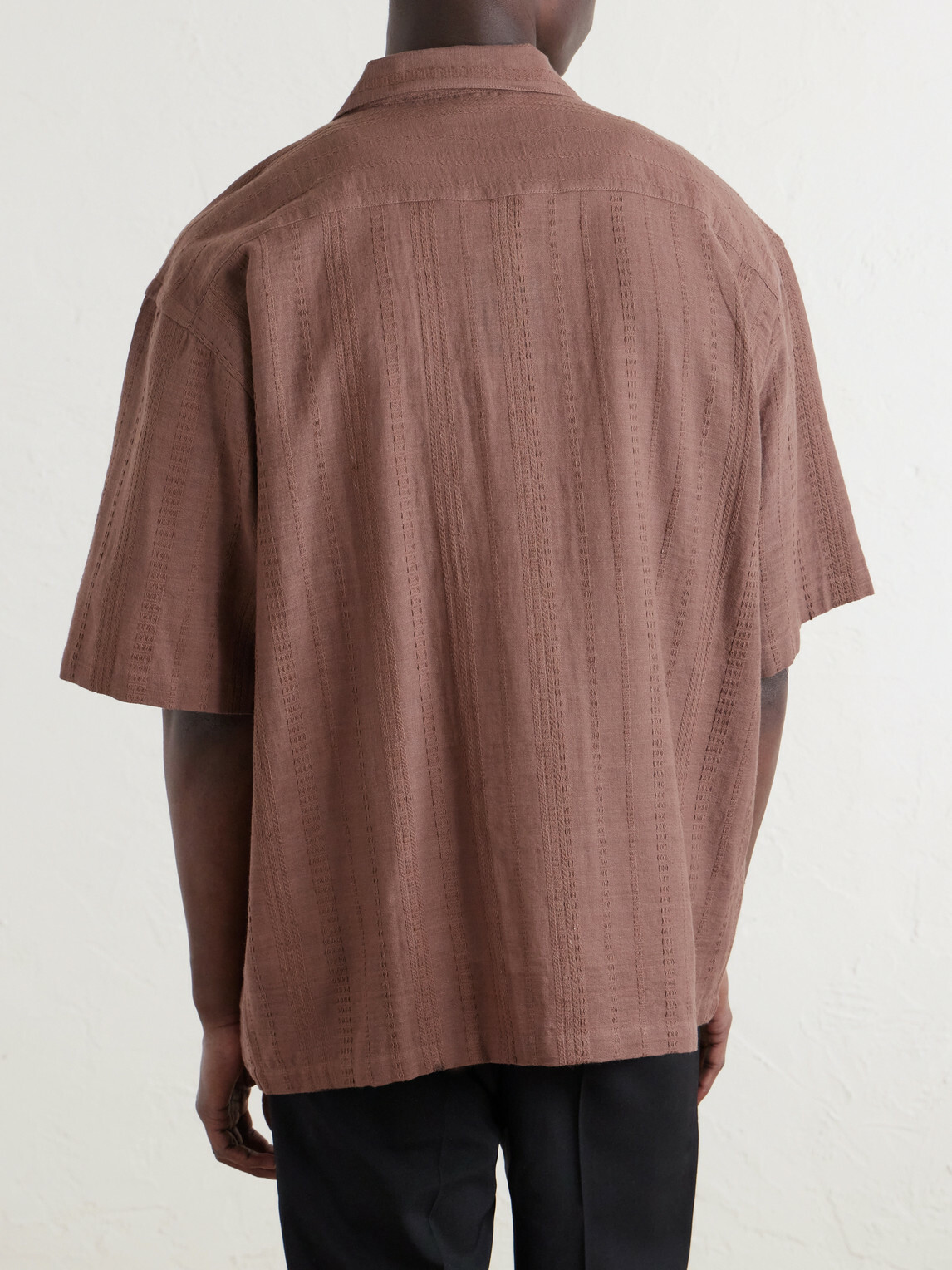 Kardo - Rohit Convertible-Collar Cotton-Jacquard Shirt - Brown