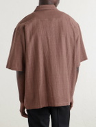 Kardo - Rohit Convertible-Collar Cotton-Jacquard Shirt - Brown