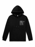 LOEWE - Logo-Debossed Leather-Trimmed Cotton-Jersey Hoodie - Black