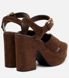 Etro Floral embroidered suede platform sandals