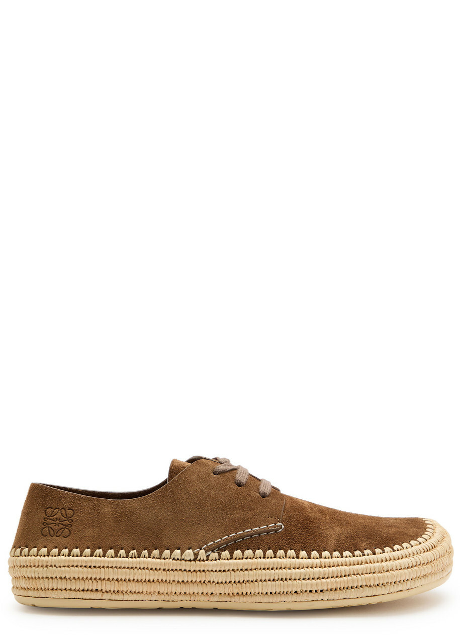 Loewe Rio Espadrille Brushed Suede Sneakers Taupe
