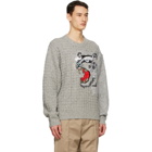 Kenzo Grey Kansai Yamamoto Edition Wool Embroidered Sweater