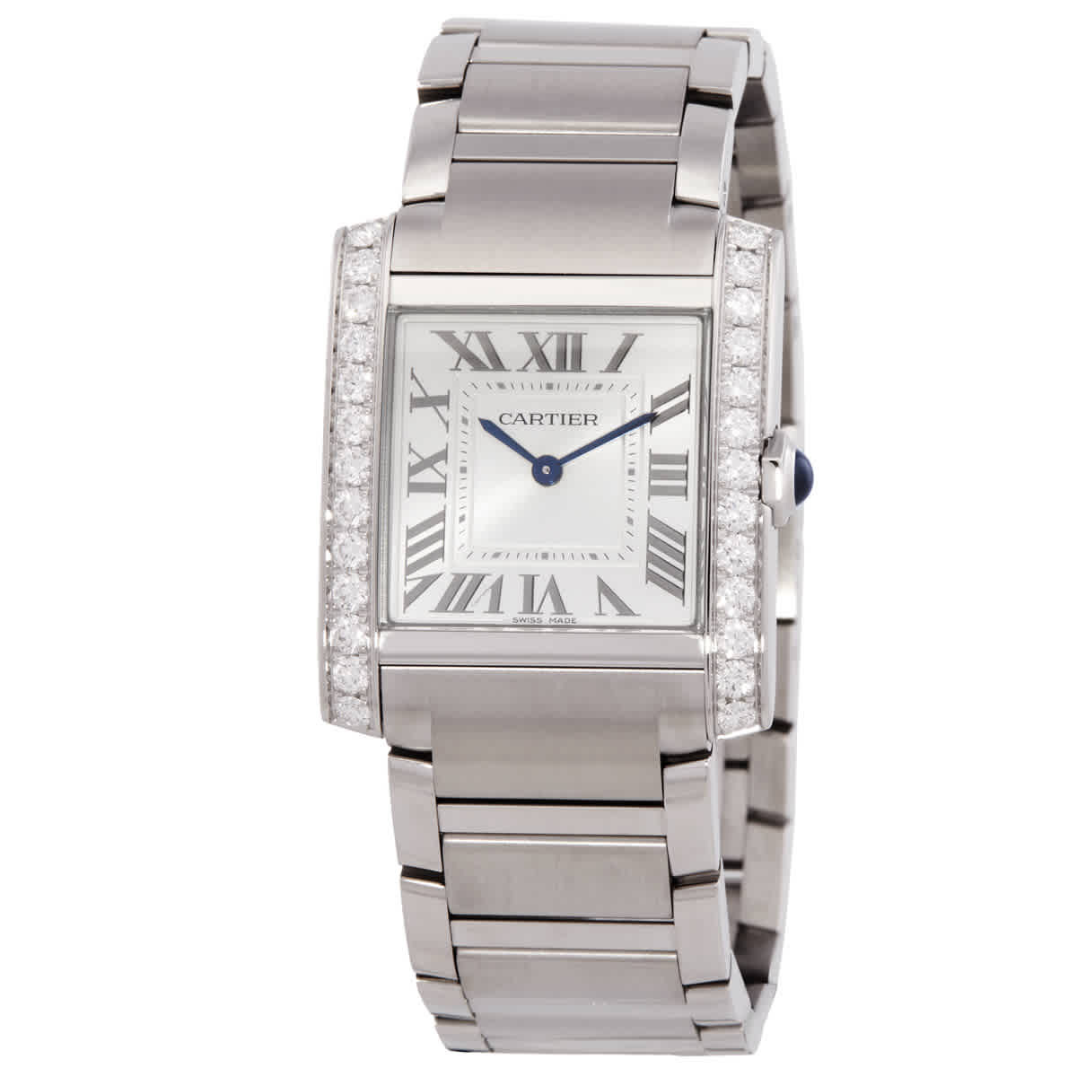 Cartier Tank Francaise Medium Model Diamond Silver Dial Ladies Watch W4TA0028