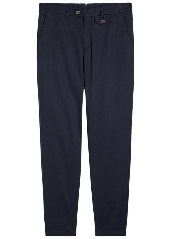 Photo: Oliver Spencer Fishtail Cotton Tapered-leg Trousers Navy