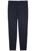 Oliver Spencer Fishtail Cotton Tapered-leg Trousers Navy